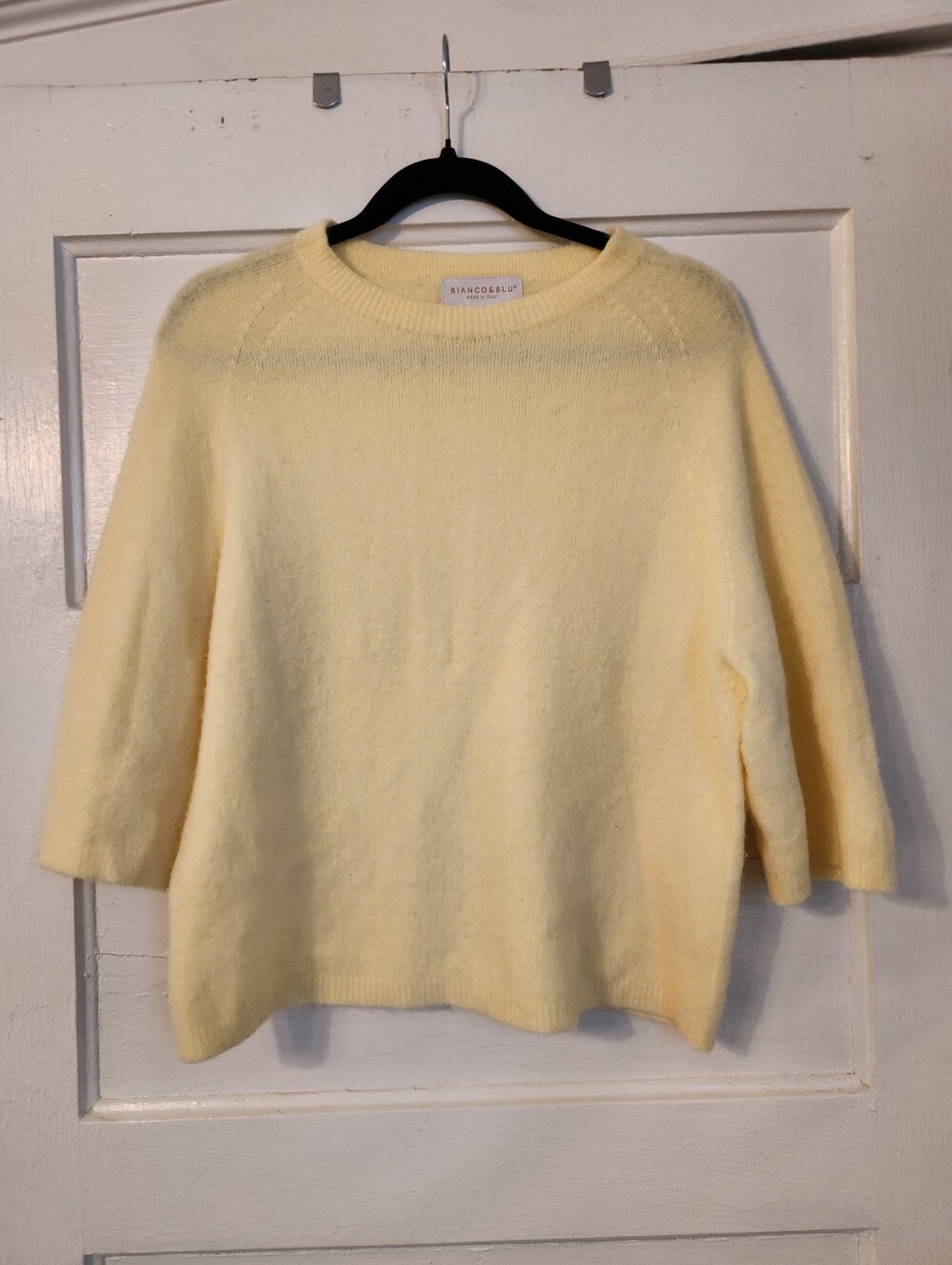 BIANCO & BLU Sweater Butter Yellow Alpaca & Wool Blend, Made In Italy Sz Sm